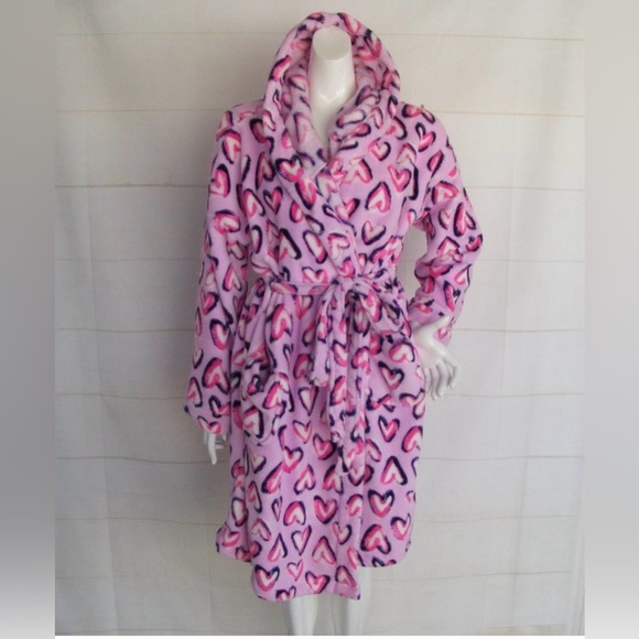Vera Bradley “Hearts Iced Pink” Plush Hooded Robe | S/M - Picture 5 of 10